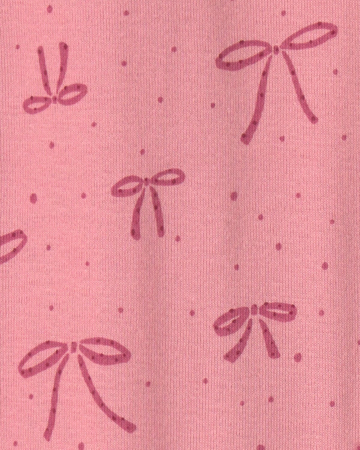 Baby Girl 1-Piece Bows 2-Way Zip 100% Cotton Snug Fit Footed Pajama - Pink - Image 5