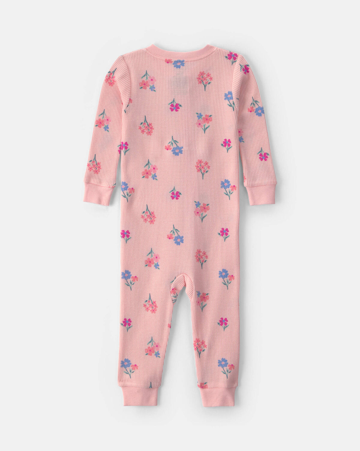 Baby Girl 1-Piece Floral Thermal Waffle Knit Pajama - Pink - Image 2