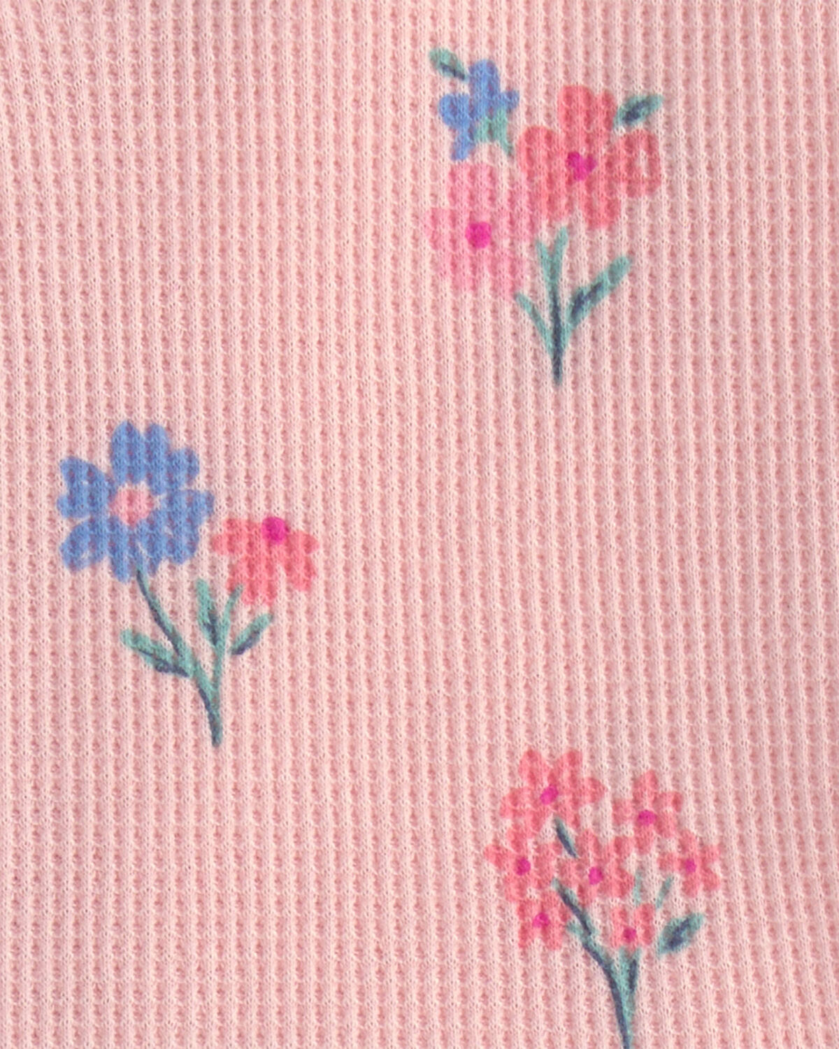 Baby Girl 1-Piece Floral Thermal Waffle Knit Pajama - Pink - Image 3