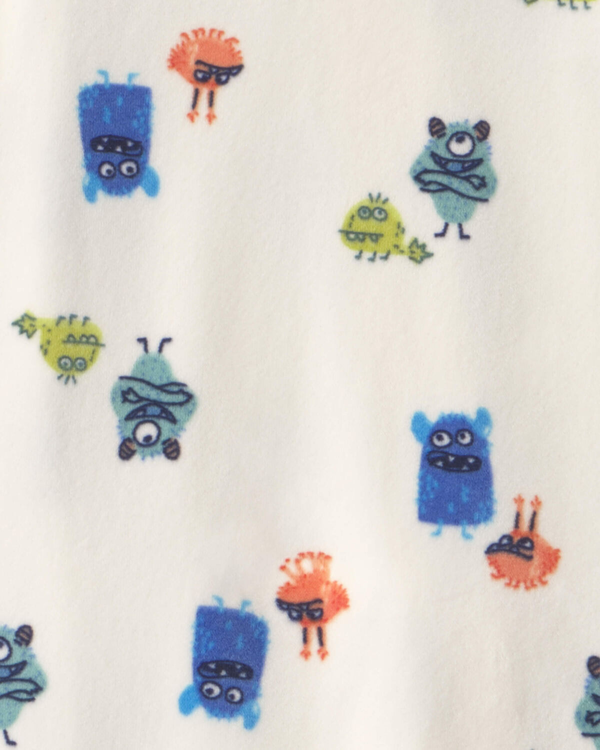 Baby Boy 1-Piece Monster 2-Way Zip DreamPlush Snug Fit Footed Pajama - Cream - Image 4