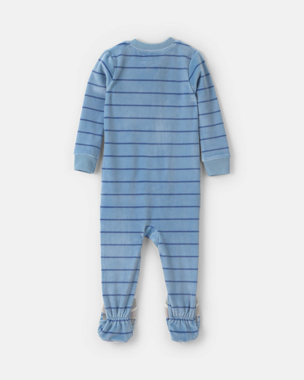 Baby Boy 1-Piece Striped Raccoon 2-Way Zip DreamPlush Snug Fit Footed Pajama - Blue - Image 2