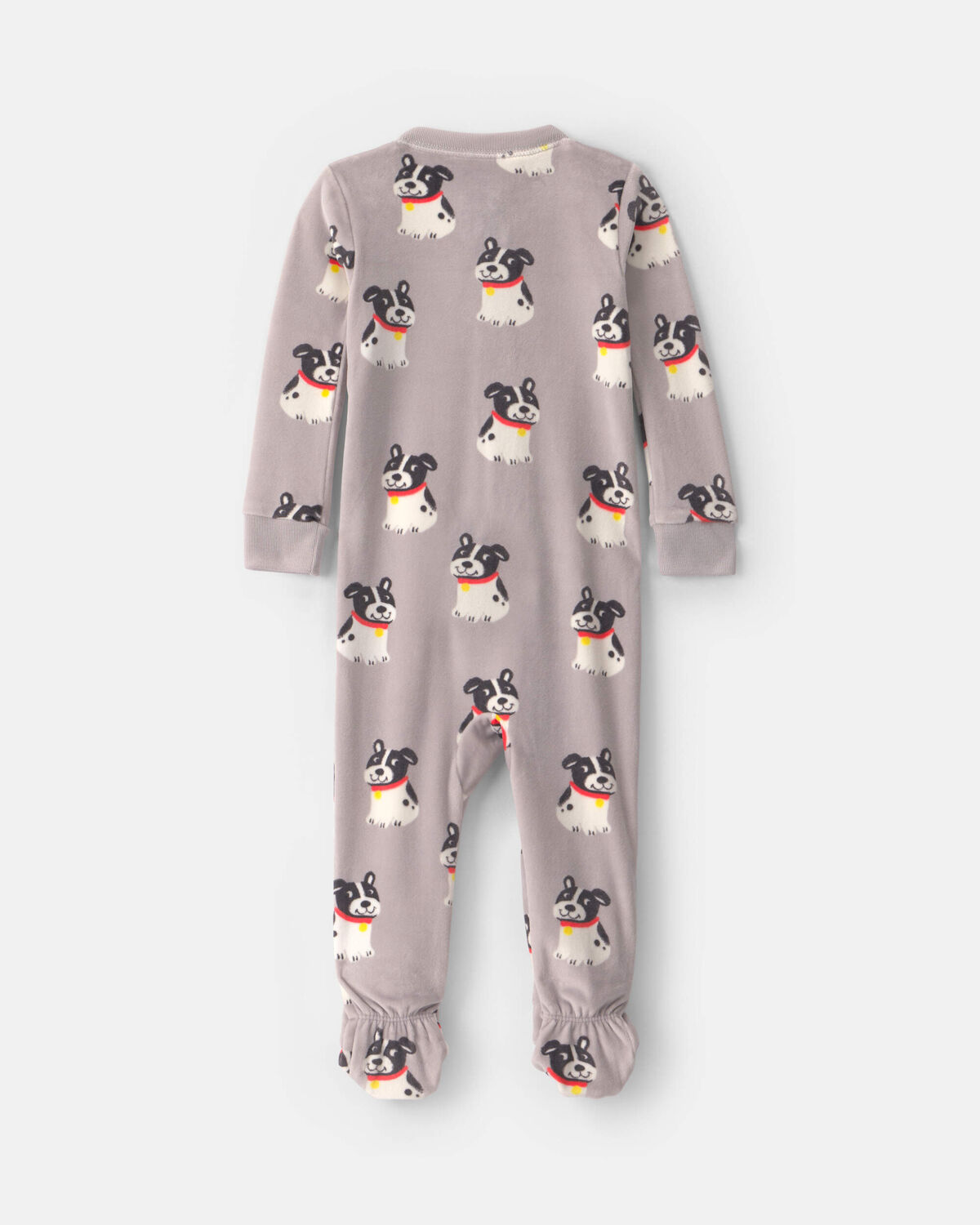 Baby Boy 1-Piece Dog 2-Way Zip DreamPlush Snug Fit Footed Pajama - Grey - Image 2