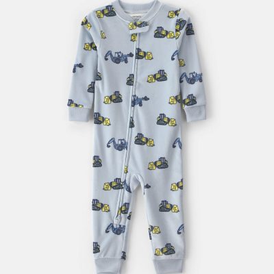 Baby Boy 1-Piece Construction 2-Way Zip DreamPlush Snug Fit Pajama - Blue