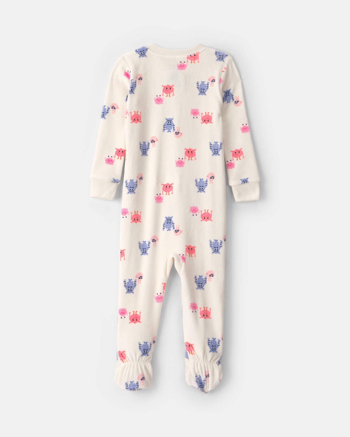 Baby Girl 1-Piece Monster 2-Way Zip DreamPlush Snug Fit Footed Pajama - Cream - Image 4