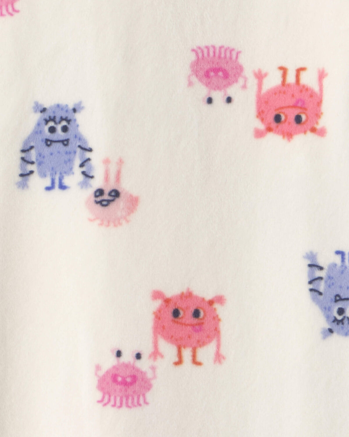 Baby Girl 1-Piece Monster 2-Way Zip DreamPlush Snug Fit Footed Pajama - Cream - Image 7