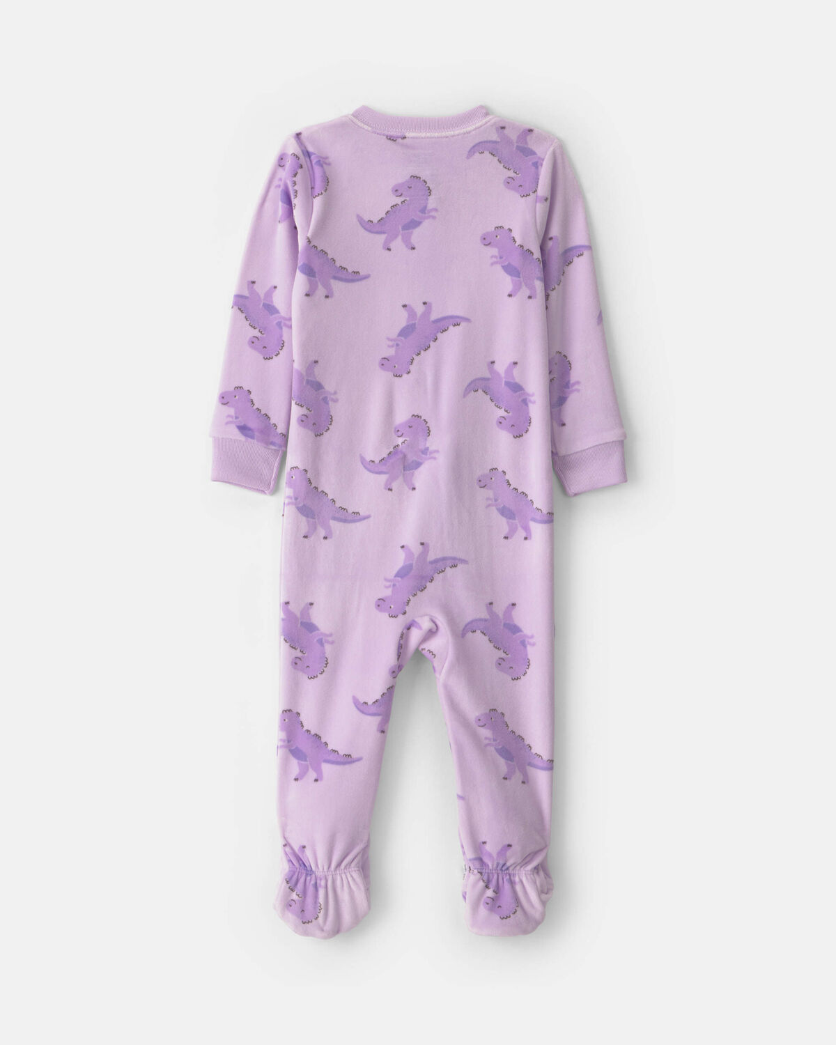 Baby Girl 1-Piece Dino 2-Way Zip DreamPlush Snug Fit Footed Pajama - Purple - Image 2