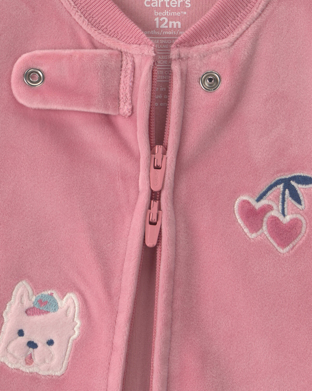 Baby Girl 1-Piece Icon 2-Way Zip DreamPlush Snug Fit Footed Pajama - Pink - Image 3