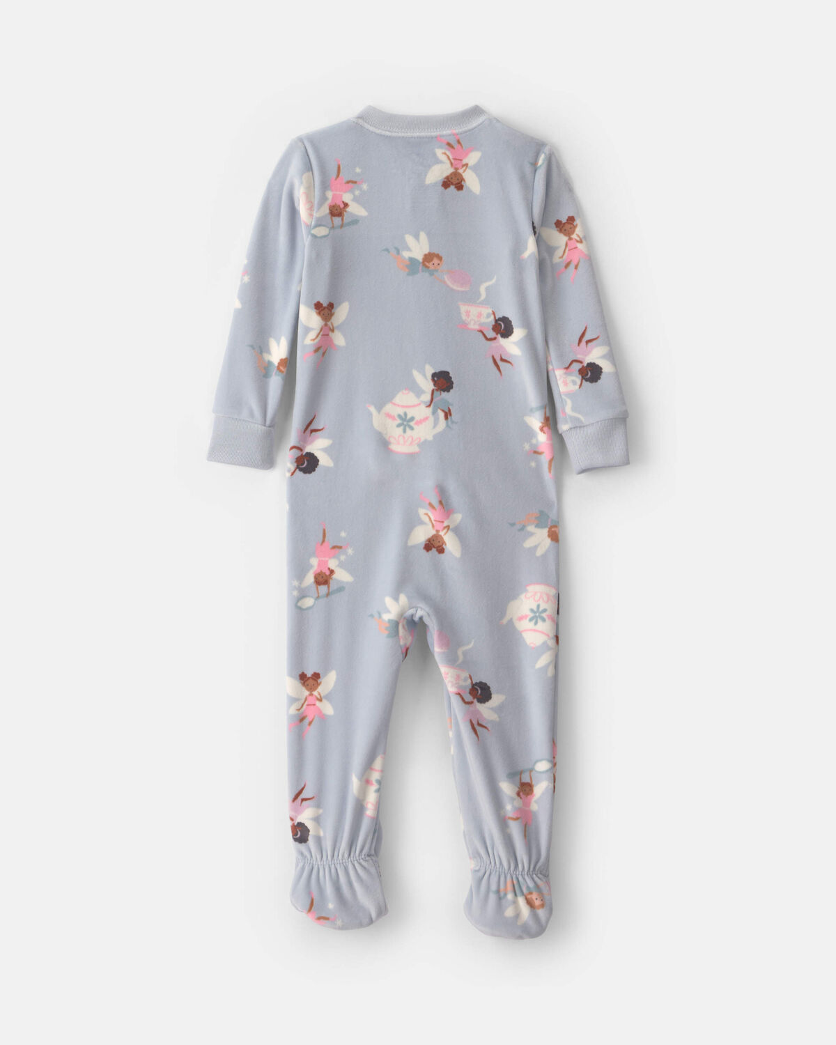 Baby Girl 1-Piece Fairies 2-Way Zip DreamPlush Snug Fit Footed Pajama - Blue - Image 2
