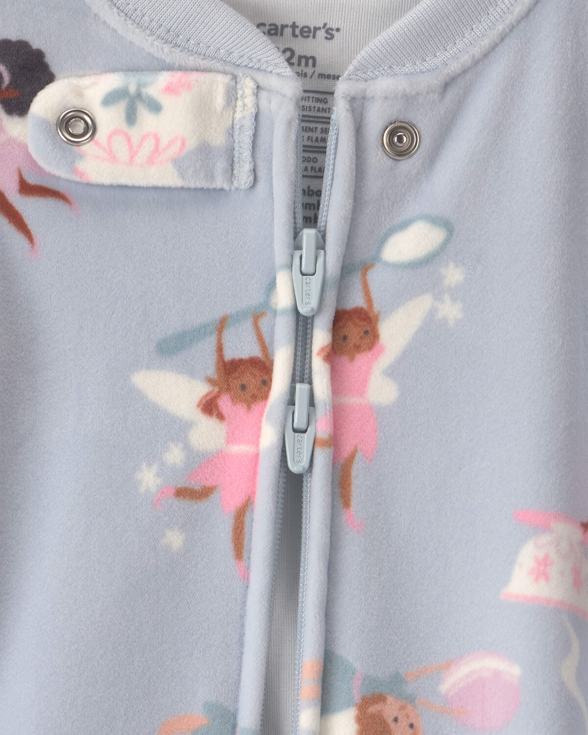 Baby Girl 1-Piece Fairies 2-Way Zip DreamPlush Snug Fit Footed Pajama - Blue - Image 3