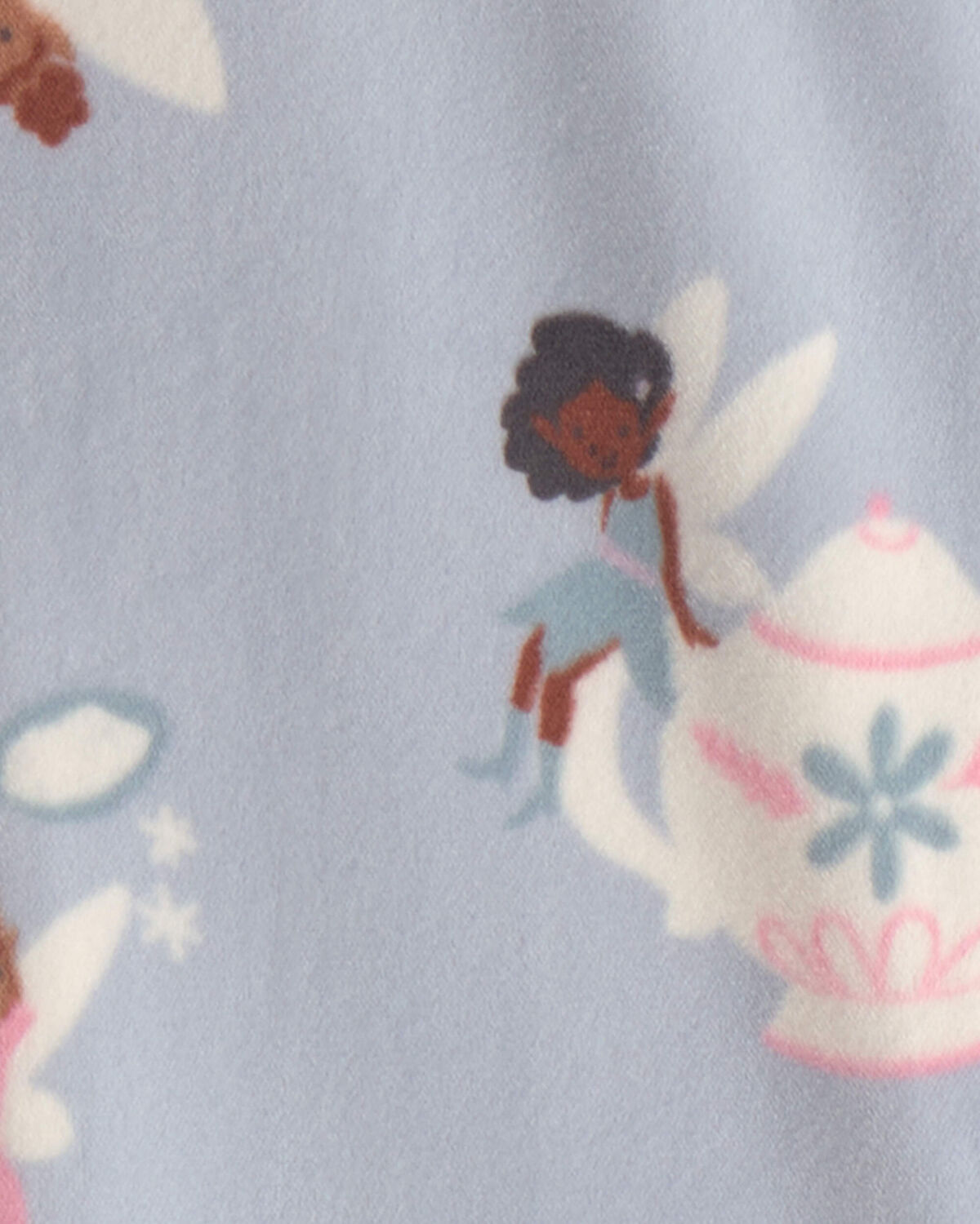Baby Girl 1-Piece Fairies 2-Way Zip DreamPlush Snug Fit Footed Pajama - Blue - Image 4