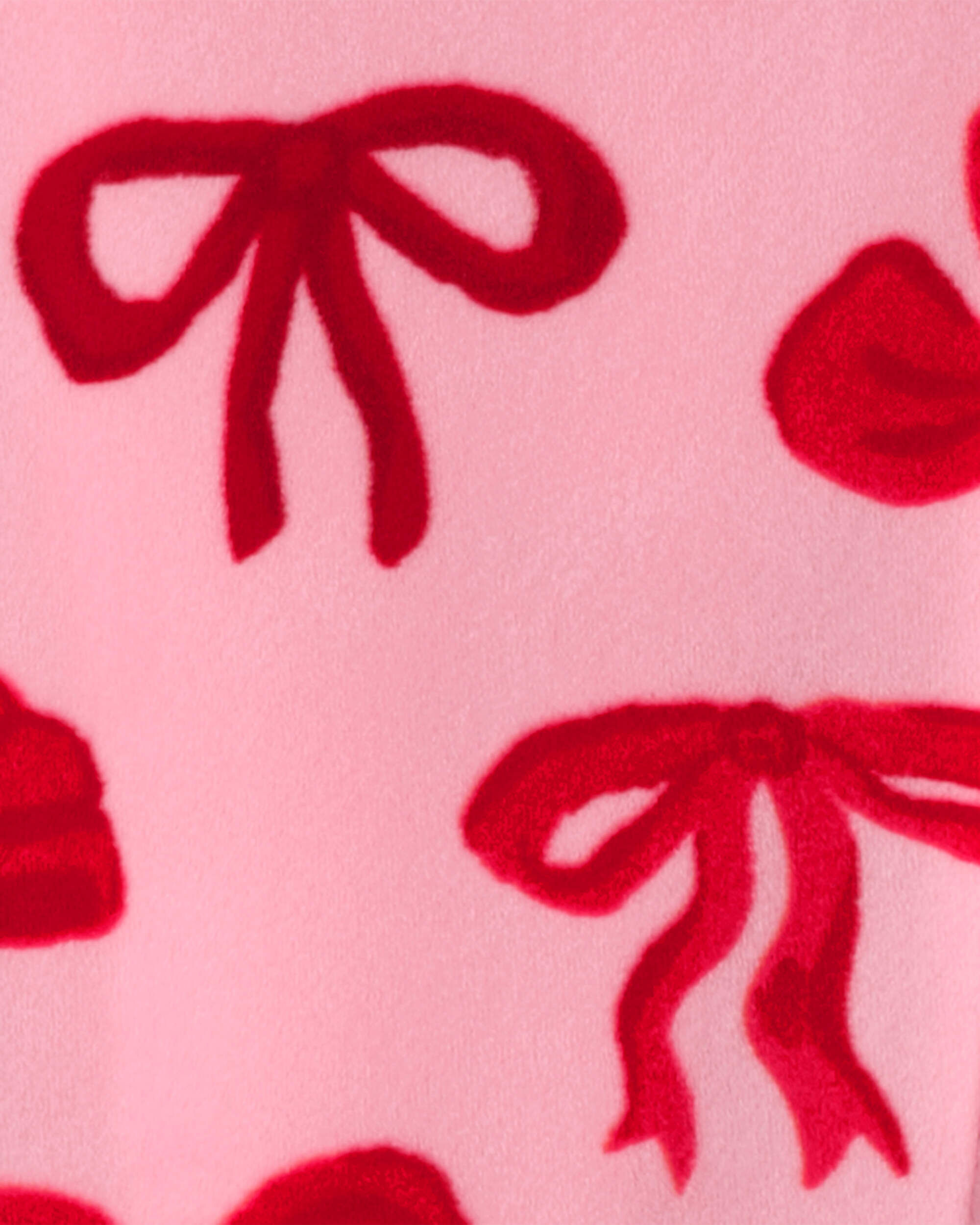 Baby Girl 1-Piece Bows 2-Way Zip DreamPlush Snug Fit Footed Pajama - Pink - Image 5