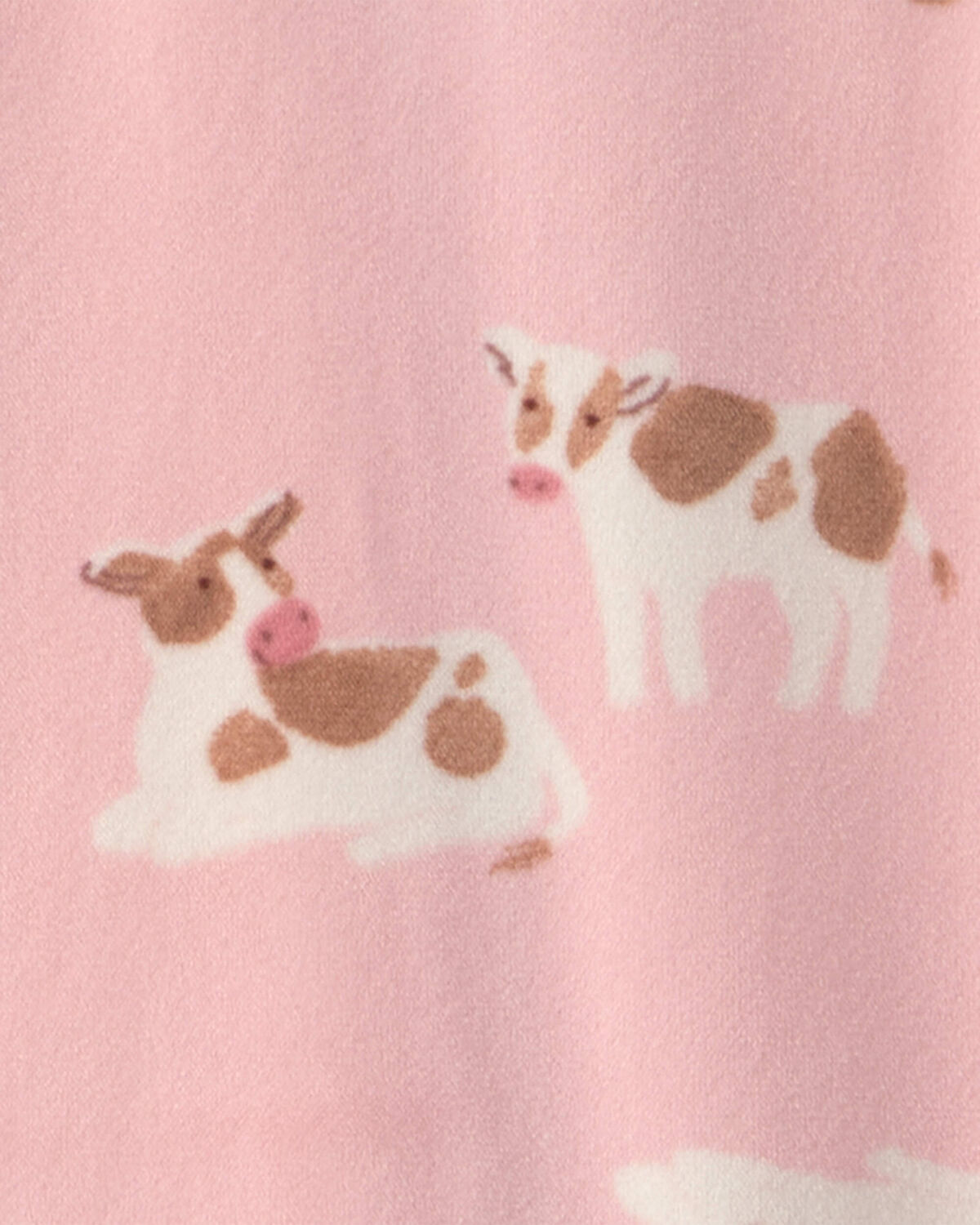 Baby Girl 1-Piece Cow 2-Way Zip DreamPlush Snug Fit Footed Pajama - Pink - Image 5