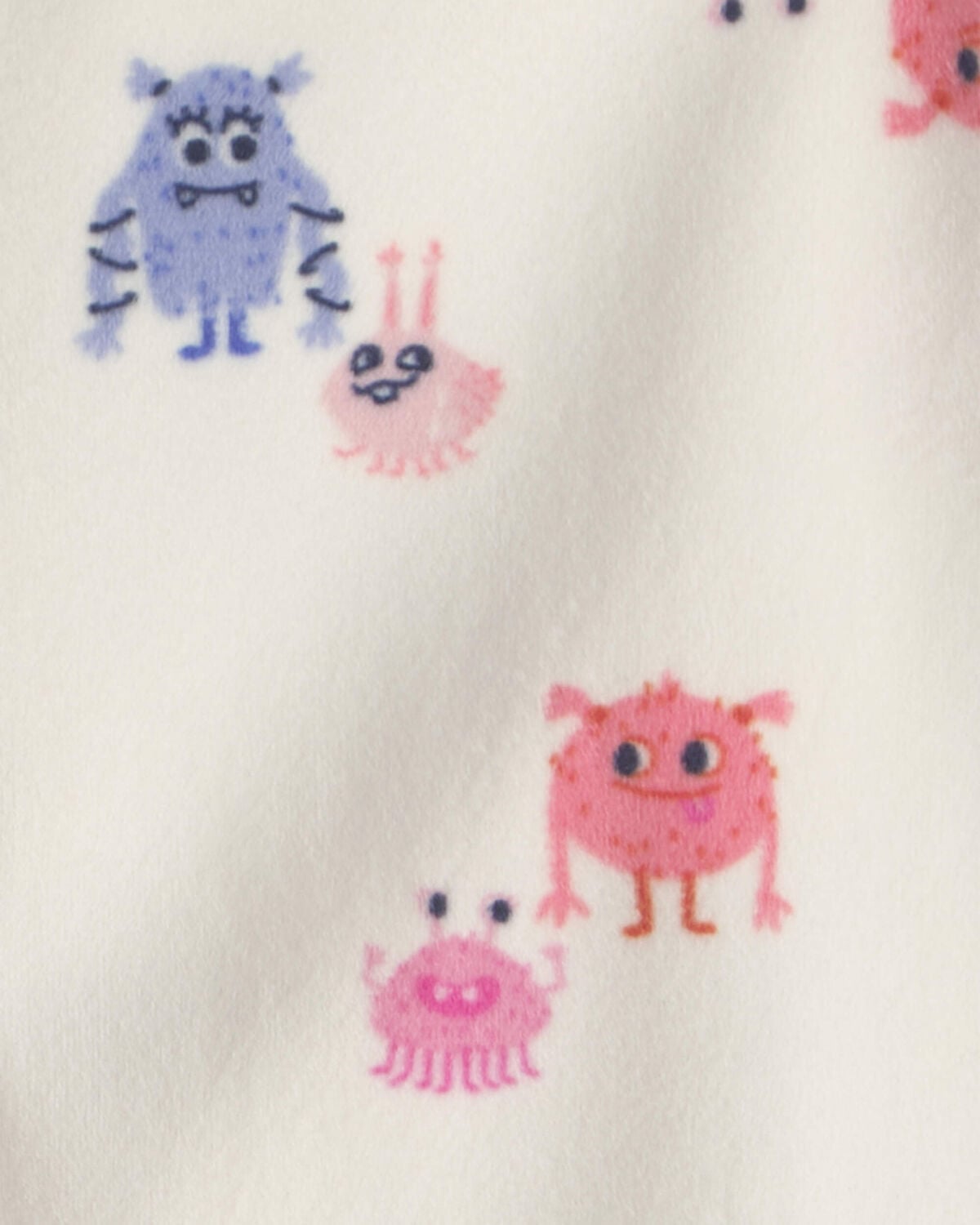 Baby Girl 1-Piece Monster 2-Way Zip DreamPlush Snug Fit Pajama - Cream - Image 3