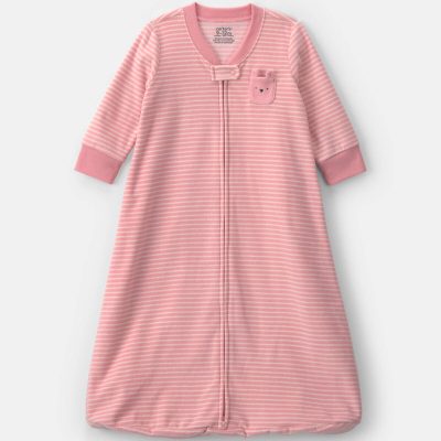 Baby Girl Striped Fleece Sleep Bag - Pink