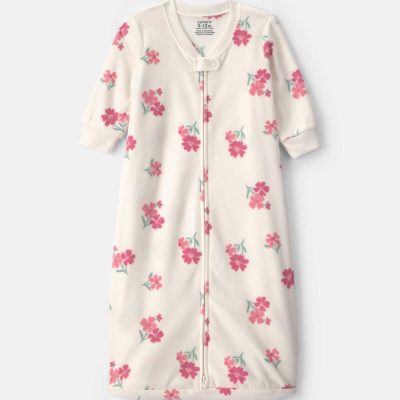 Baby Girl Floral Fleece Sleep Bag - Cream