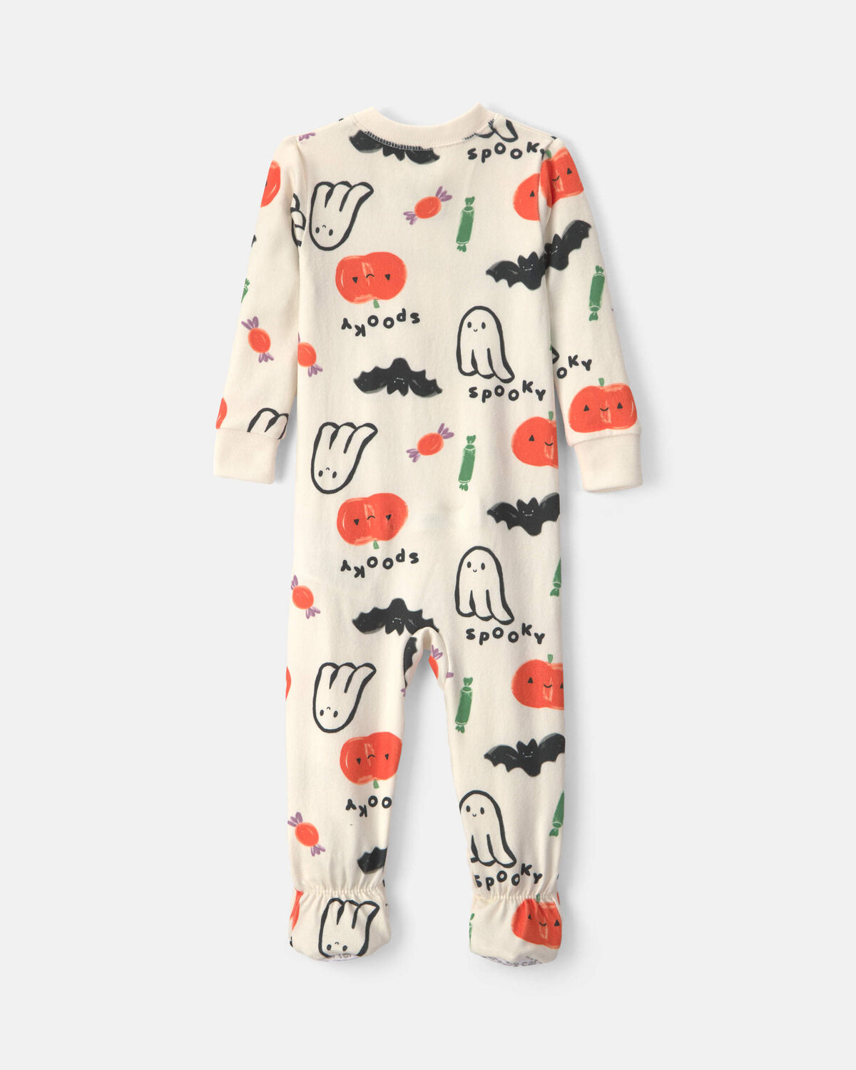 Baby Halloween Print 1-Piece Footed Pajama - Cream - Image 2