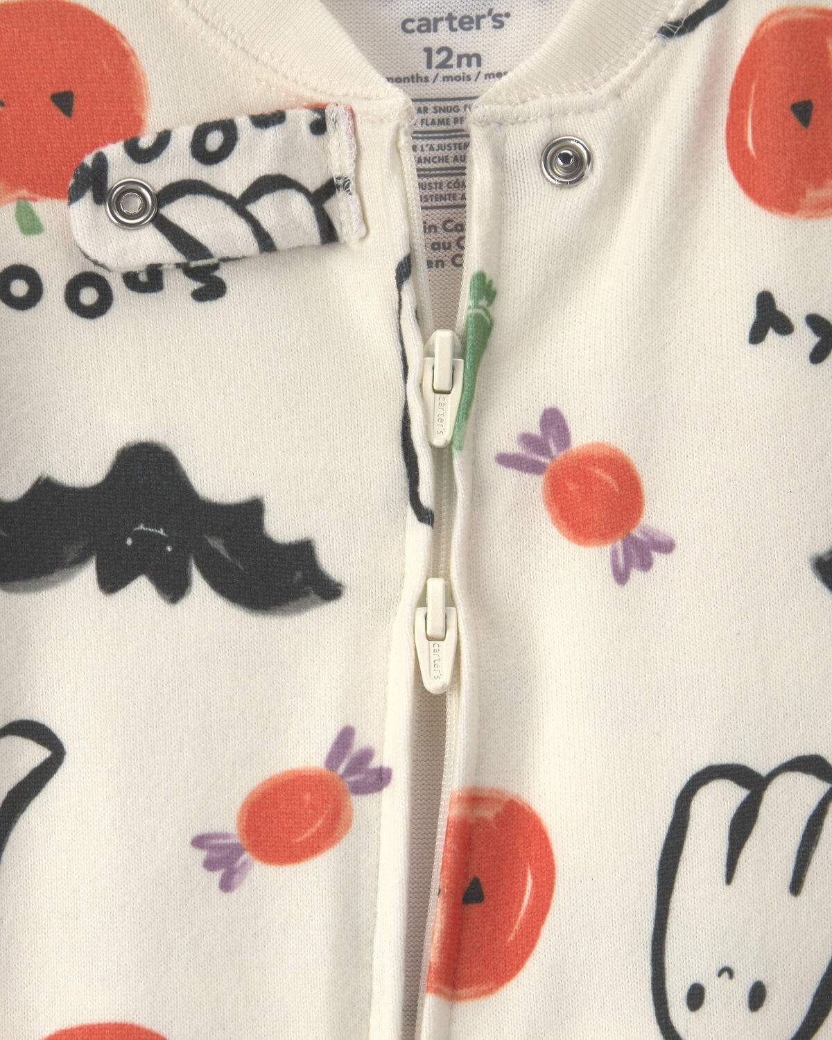 Baby Halloween Print 1-Piece Footed Pajama - Cream - Image 3