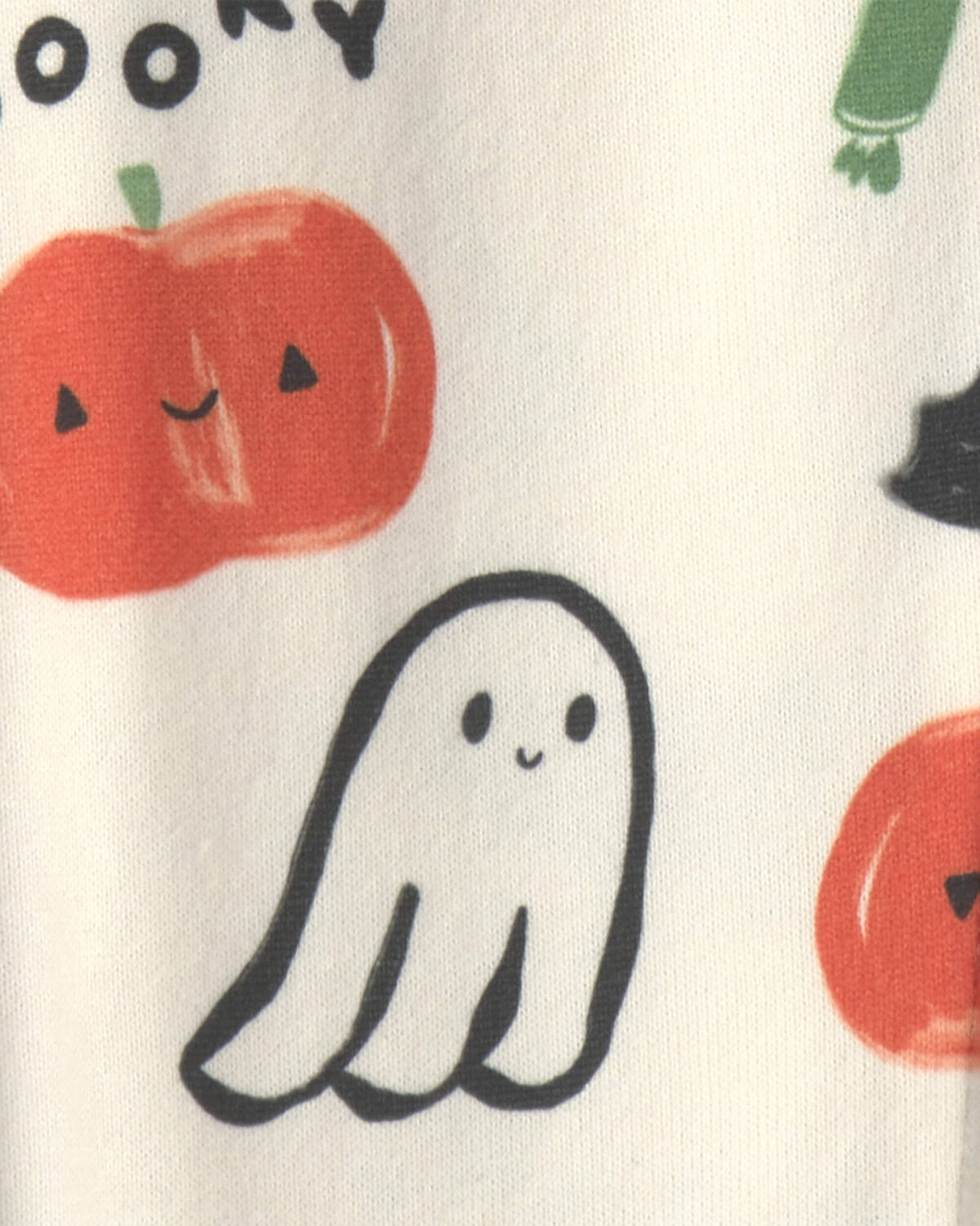 Baby Halloween Print 1-Piece Footed Pajama - Cream - Image 4