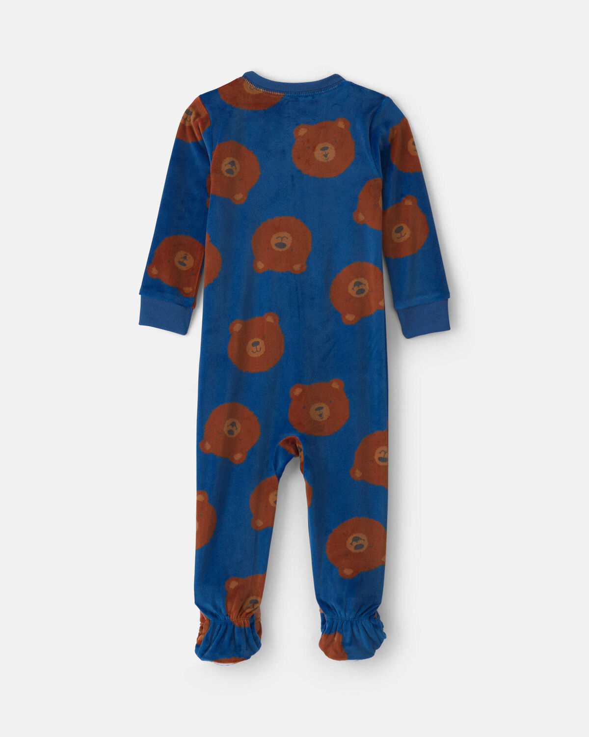 Baby Boy 1-Piece Bear 2-Way Zip DreamPlush Snug Fit Footed Pajama - Navy Blue - Image 2