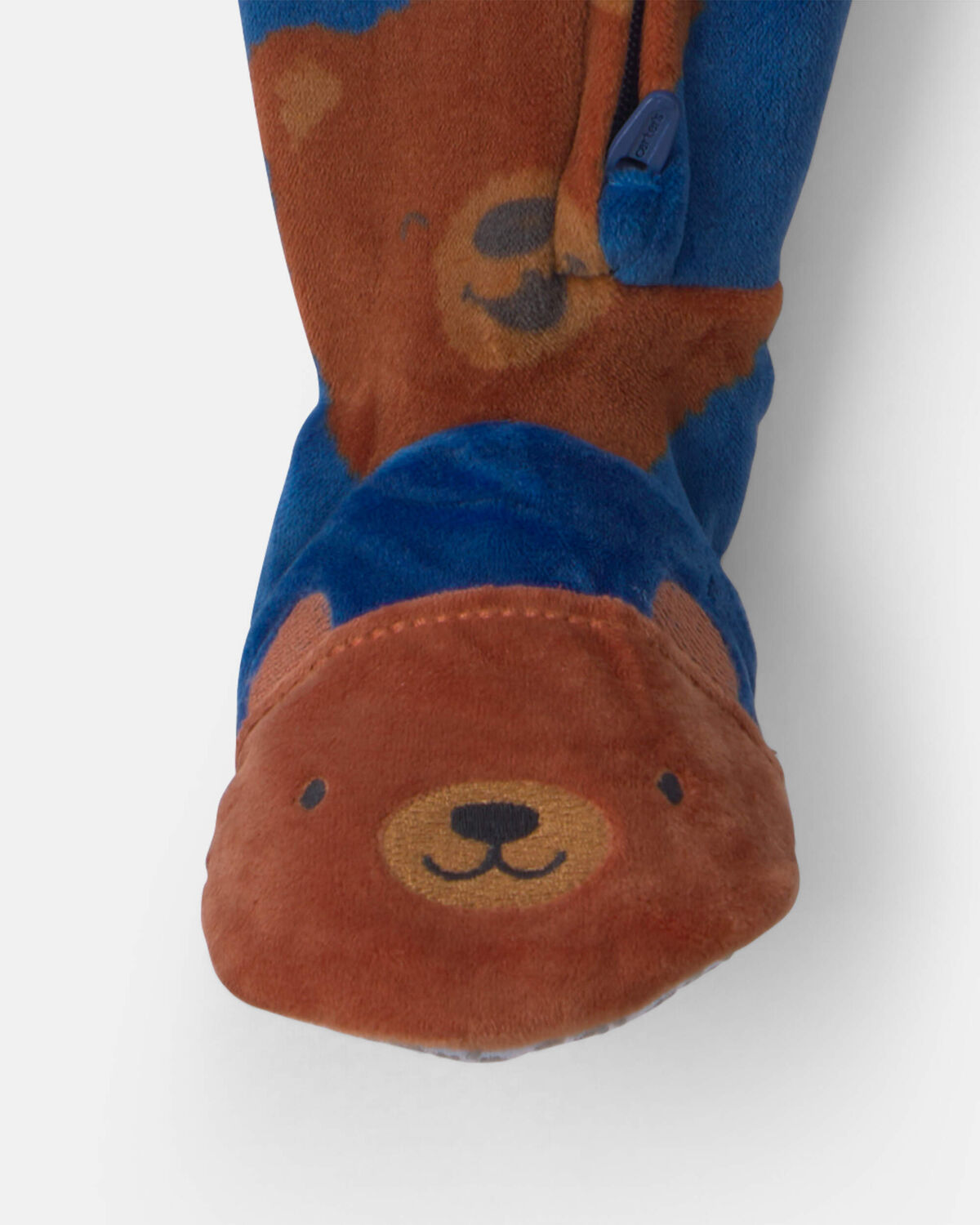 Baby Boy 1-Piece Bear 2-Way Zip DreamPlush Snug Fit Footed Pajama - Navy Blue - Image 4