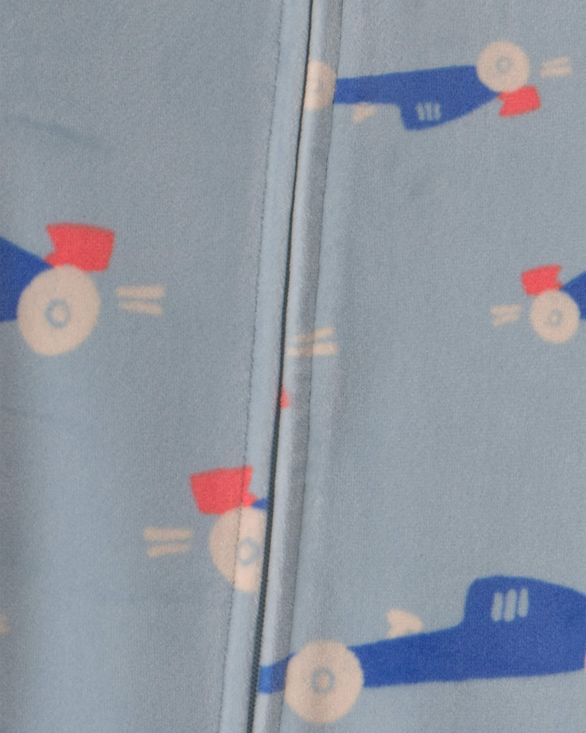 Baby Boy 1-Piece Cars 2-Way Zip DreamPlush Snug Fit Pajama - Blue - Image 5