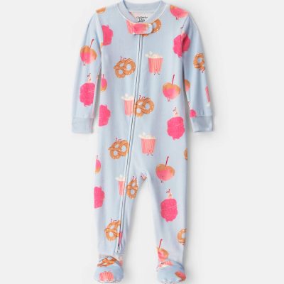 Baby Girl 1-Piece Festival Treats 2-Way Zip DreamPlush Snug Fit Footed Pajama - Blue