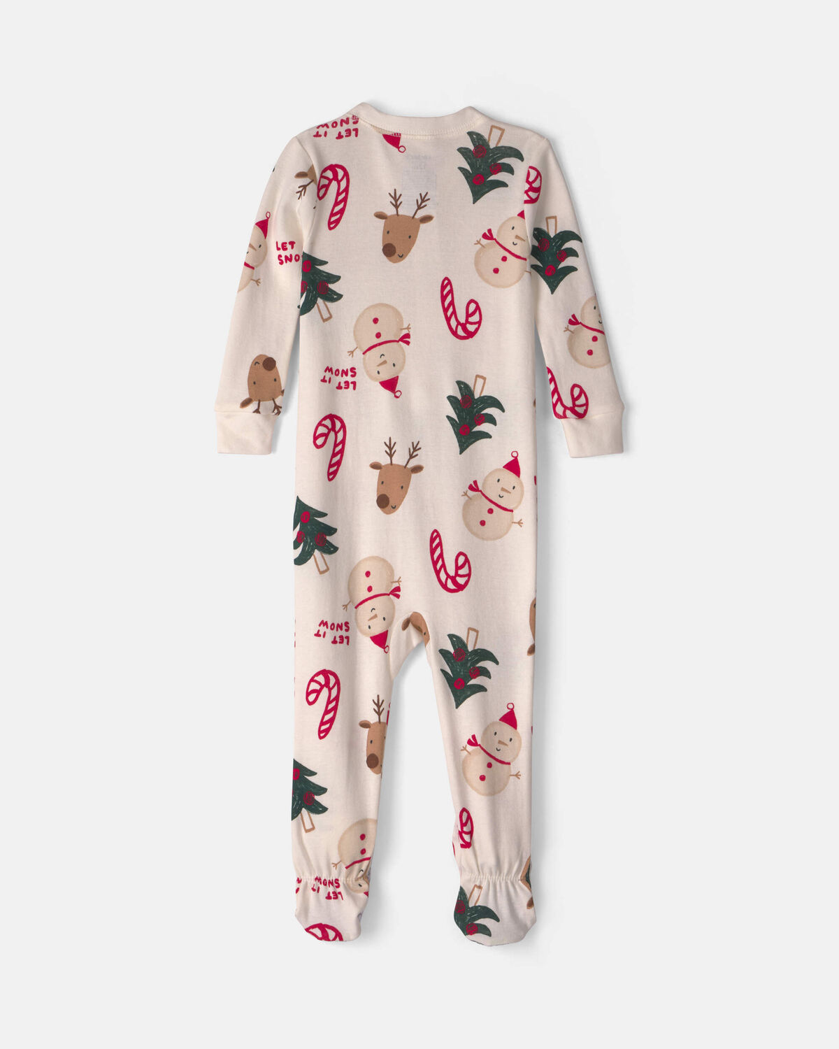 Baby 1-Piece Christmas Icon 2-Way Zip 100% Cotton Snug Fit Footed Pajama - Cream - Image 2