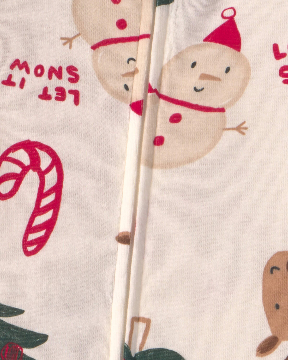 Baby 1-Piece Christmas Icon 2-Way Zip 100% Cotton Snug Fit Footed Pajama - Cream - Image 4