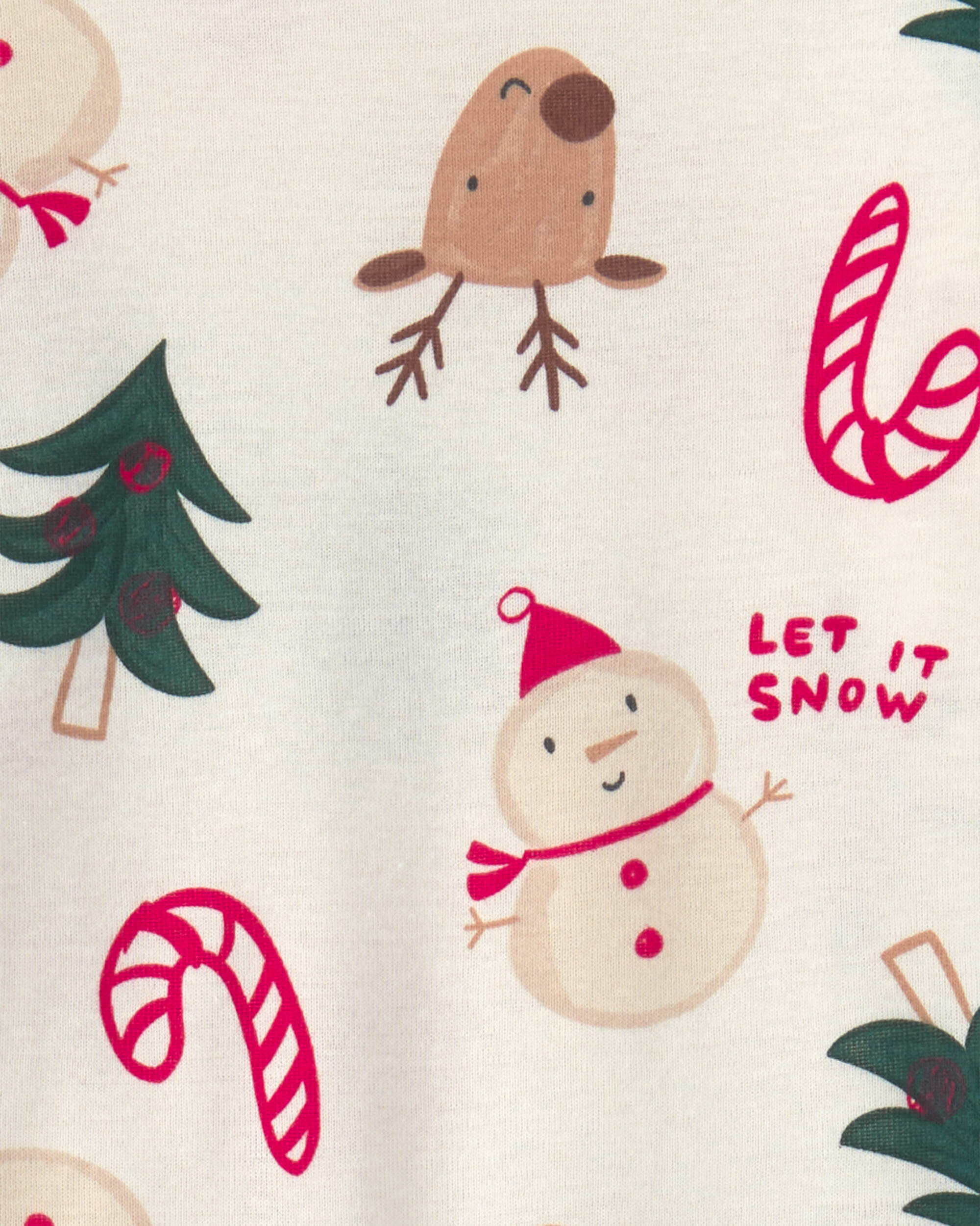 Baby 2-Piece Christmas Holiday Icon 100% Cotton Snug Fit Pajama Set - Cream - Image 3