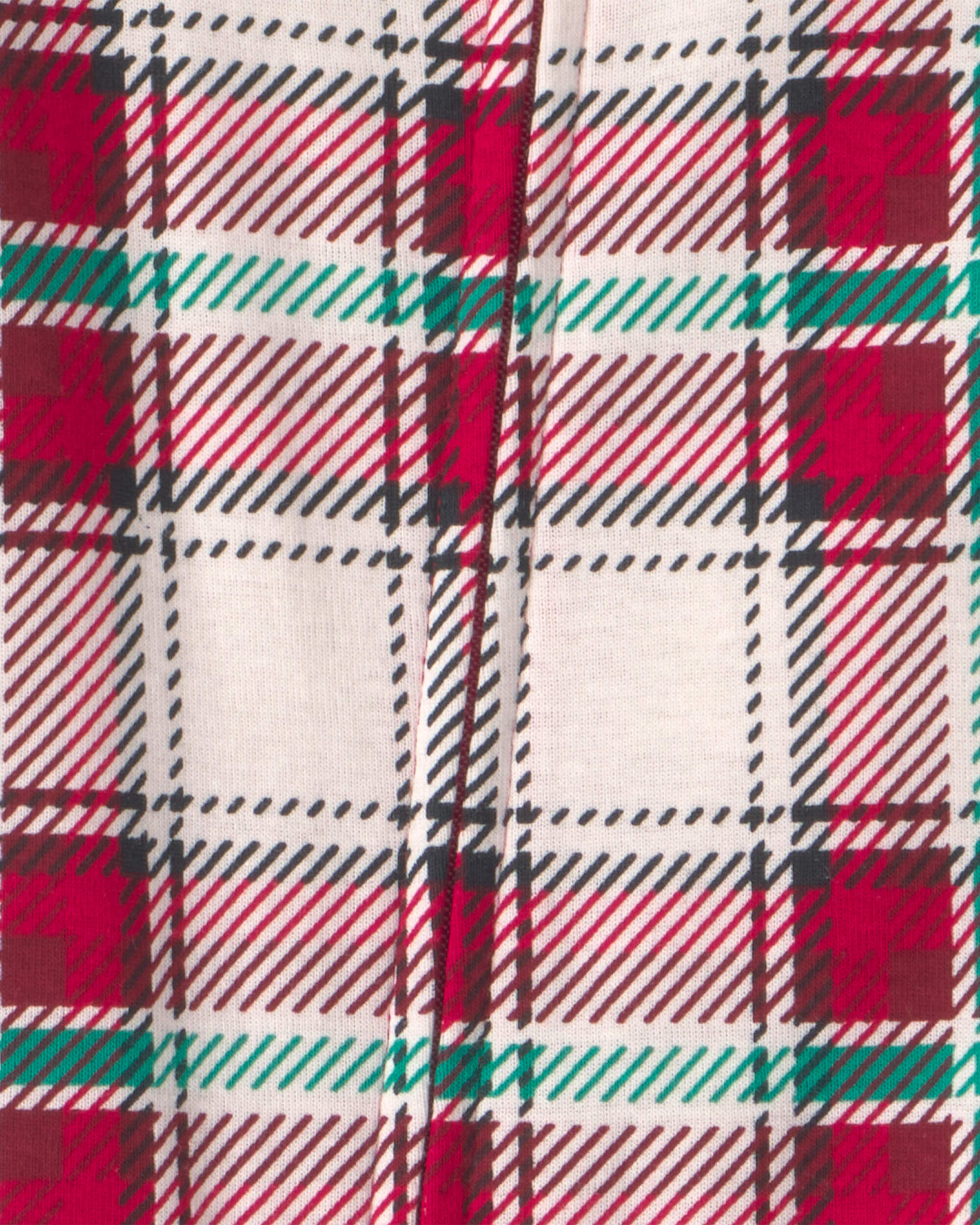 Baby 1-Piece Christmas Plaid 2-Way Zip 100% Cotton Snug Fit Footed Pajama - Red/Green - Image 5