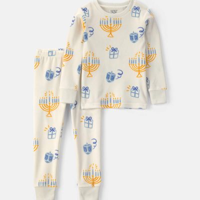 Baby 2-Piece Hanukkah DreamPlush Snug Fit Pajama Set - Cream