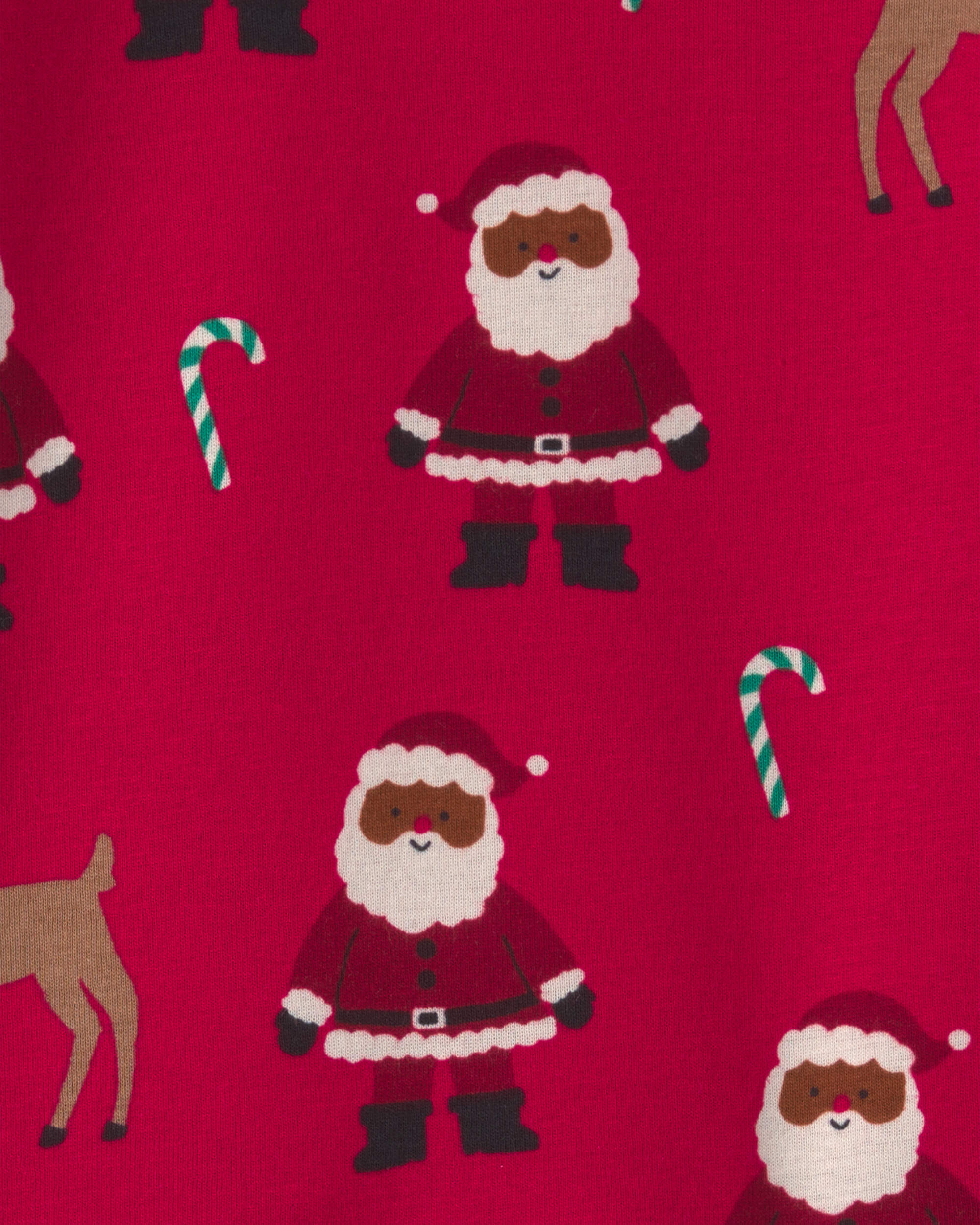 Baby 2-Piece Brown Santa Christmas 100% Cotton Snug Fit Pajama Set - Red - Image 3