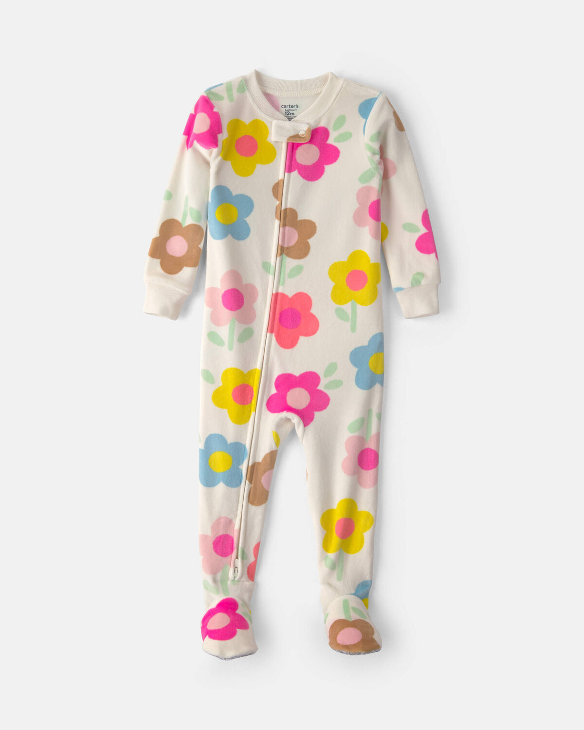 Baby Girl 1-Piece Floral 2-Way Zip DreamPlush Snug Fit Footed Pajama