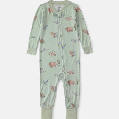 Baby Boy 1-Piece Animals PurelySoft™ Snug Fit Pajama - Green