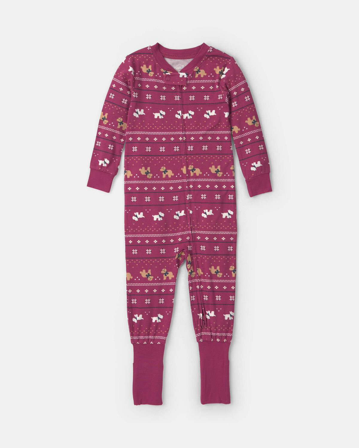 Baby 1-Piece Fair Isle PurelySoft™ Snug Fit Pajama - Burgundy - Image 2