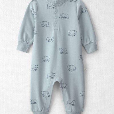Baby Organic Cotton French Terry Jumpsuit in Winter Bears