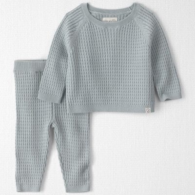 Baby 2-Piece Organic Cotton Cable Sweater Knit Top & Pant Set