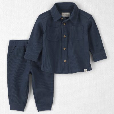 Baby Boy 2-Piece Organic Cotton Waffle Knit Top & Pant Set