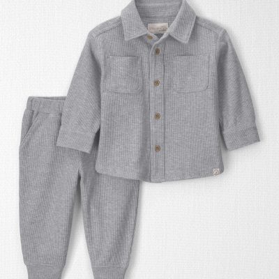 Baby Boy 2-Piece Organic Cotton Waffle Knit Top & Pant Set