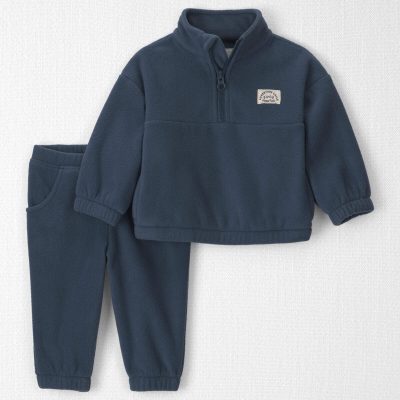 Baby Boy 2-Piece Recycled Microfleece Top & Pant Set