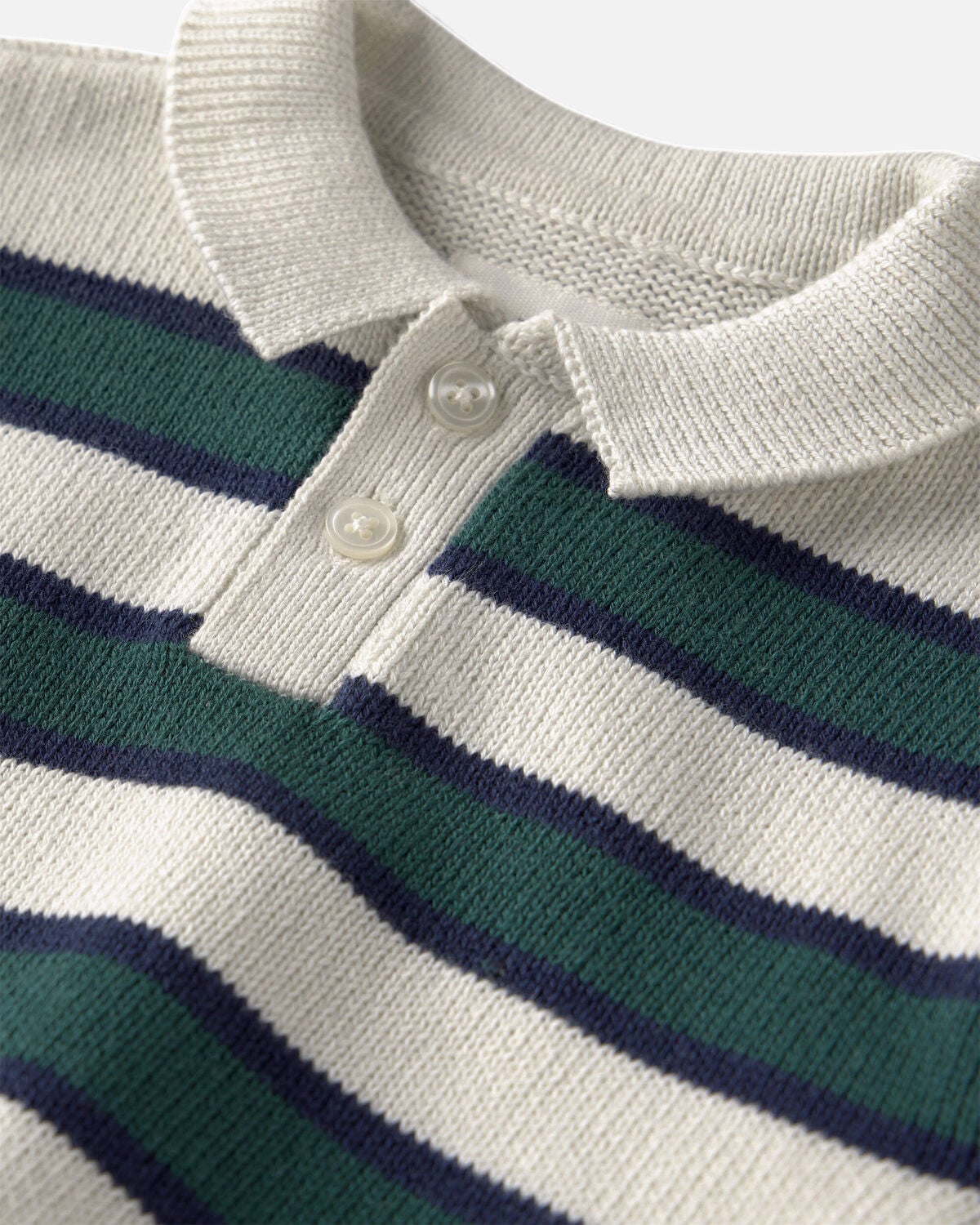 Baby Boy Organic Cotton Sweater Knit Polo in Stripes - Image 2