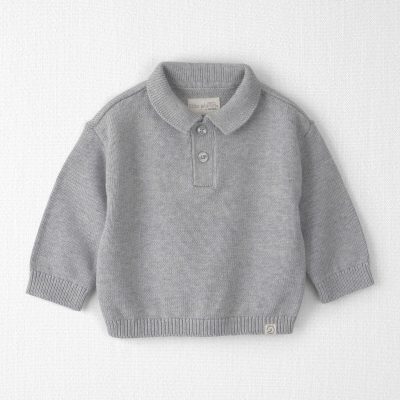 Baby Boy Organic Cotton Sweater Knit Polo