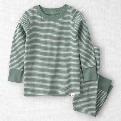Baby 2-Piece Organic Cotton Ribbed Pajamas in Stripes