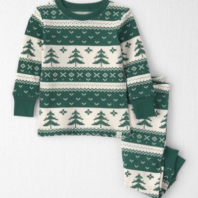 Baby 2-Piece Fair Isle Waffle Knit Pajamas Made with Organic Cotton