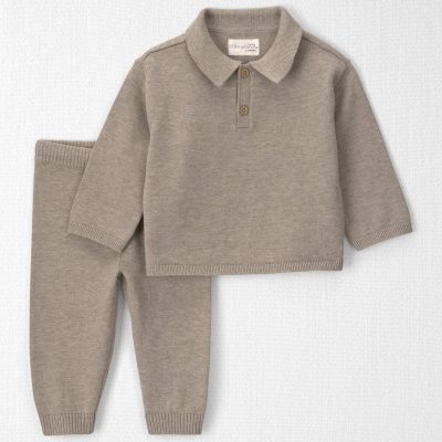 Baby Boy 2-Piece Organic Cotton Sweater Knit Top & Pant Set