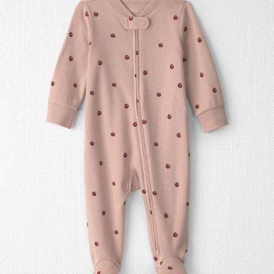 Baby Girl Organic Cotton Sleep & Play Pajamas in Apples