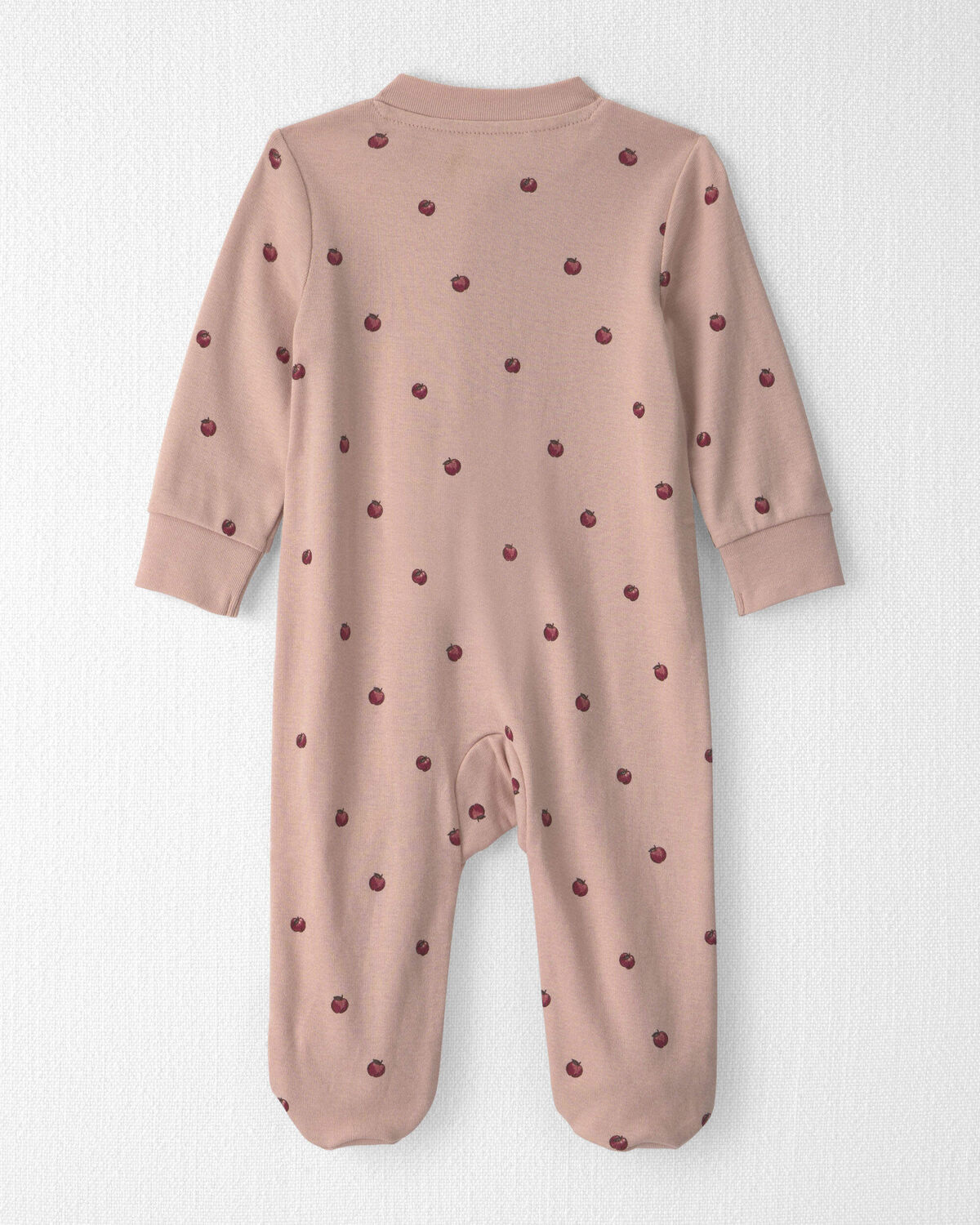 Baby Girl Organic Cotton Sleep & Play Pajamas in Apples - Image 2