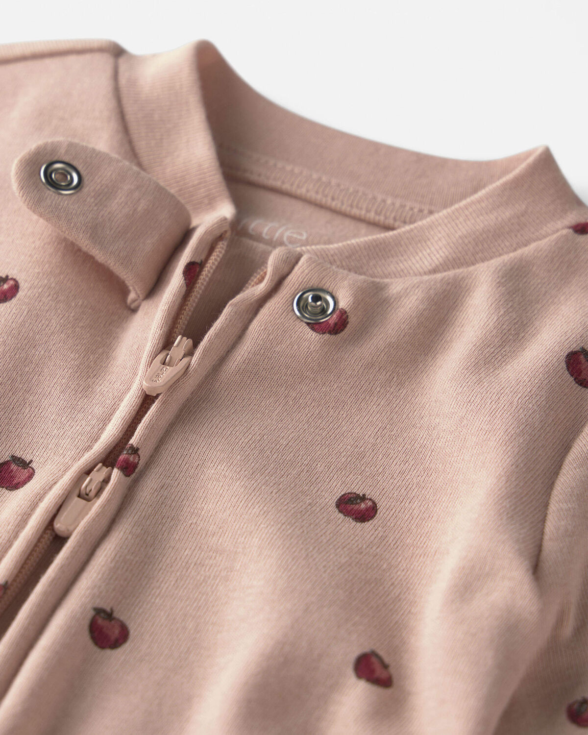 Baby Girl Organic Cotton Sleep & Play Pajamas in Apples - Image 3
