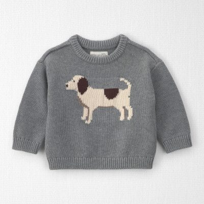 Baby Organic Cotton Dog Sweater Knit Pullover