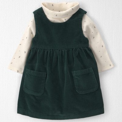 Baby Girl 2-Piece Organic Cotton Corduroy Jumper Set
